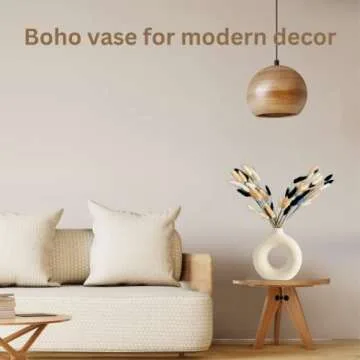 Small Ceramic Vase, Aesthetic Vase, Small White Vase, White Vases For Decor, Cute Flower Vase, Cute Vase, Donut Circle Vase With Hole, Flower Vases For Centerpieces, Japandi Home Decor, 6 inch