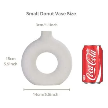 Small Ceramic Vase, Aesthetic Vase, Small White Vase, White Vases For Decor, Cute Flower Vase, Cute Vase, Donut Circle Vase With Hole, Flower Vases For Centerpieces, Japandi Home Decor, 6 inch