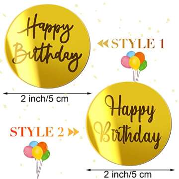 Blulu 20 Pieces Mirror Acrylic Cake Toppers for Birthday Decorations