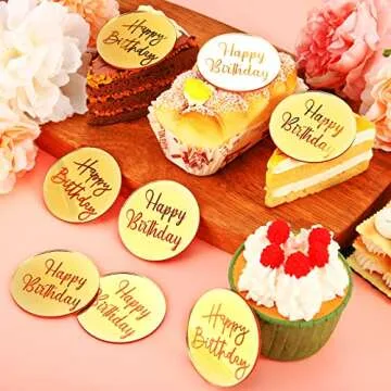 Blulu Mirror Acrylic Cake Toppers for Birthday Cups