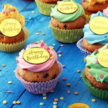 Blulu Mirror Acrylic Cake Toppers for Birthday Cups