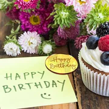 Blulu Mirror Acrylic Cake Toppers for Birthday Cups