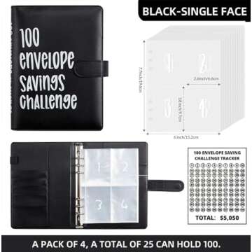 2PCS 100 Envelopes Money Saving Challenge, Envelopes Challenge Binder, Achieving Financial Goals wit...