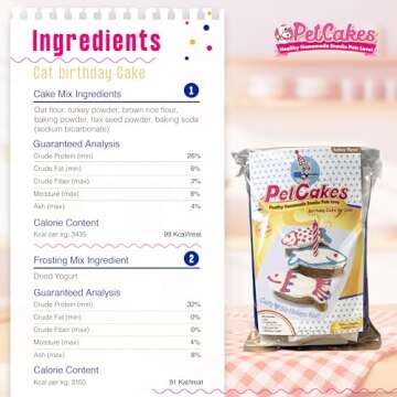 PetCakes Cat Birthday Cake Kit - All Natural Treats - Kitten & Cats Turkey Flavor Cat Food - 5.5 Oz