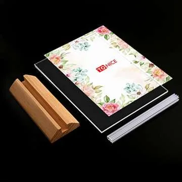 Versatile Acrylic Sign Holder with Wood Base Display Frame
