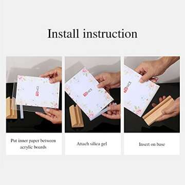 Versatile Acrylic Sign Holder with Wood Base Display Frame