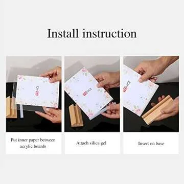 Versatile Acrylic Sign Holder with Wood Base Display Frame