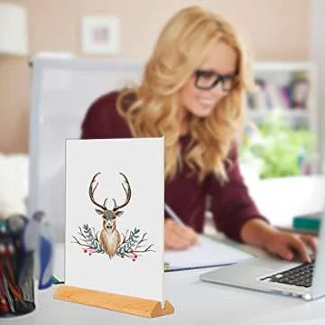 Versatile Acrylic Sign Holder with Wood Base Display Frame