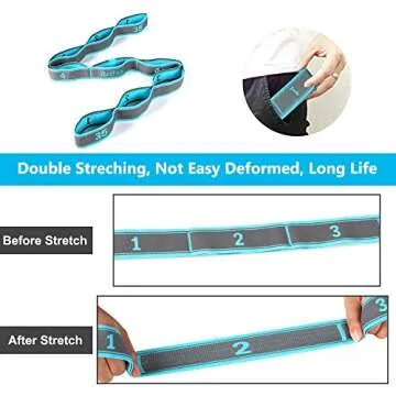 DEHUB Stretch Strap, Elastic Yoga Stretching Strap, Multi-Loop for Physical Therapy, Pilates, Yoga, Dance & Gymnastics Exercise and Flexible Pilates Stretch Band