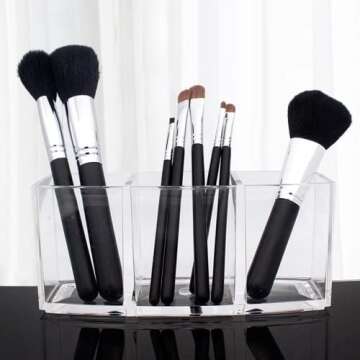 XLSFPY Clear Makeup Brush Organizer, Acrylic Cosmetics Brushes Storage Holders, Cute Pen and Pencil Holder for Desk