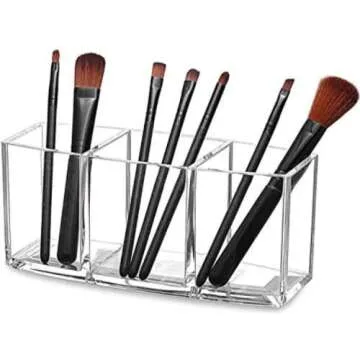 XLSFPY Clear Makeup Brush Organizer, Acrylic Cosmetics Brushes Storage Holders, Cute Pen and Pencil Holder for Desk