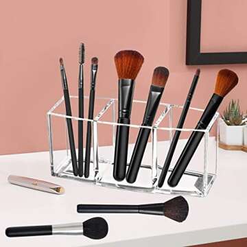 XLSFPY Clear Makeup Brush Organizer, Acrylic Cosmetics Brushes Storage Holders, Cute Pen and Pencil Holder for Desk