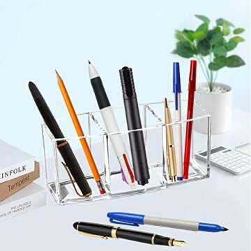 XLSFPY Clear Makeup Brush Organizer, Acrylic Cosmetics Brushes Storage Holders, Cute Pen and Pencil Holder for Desk