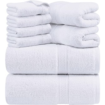 Utopia Towels 8-Piece Premium Towel Set, 2 Bath Towels, 2 Hand Towels, and 4 Wash Cloths, 600 GSM 10...