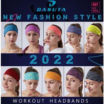 DASUTA Headbands - 10 PCS Moisture-Wicking Sport Headbands for All