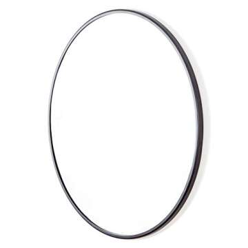 Habitat Decor Adelina Circular Black Metal and Glass Wall Mount Modern Mirror