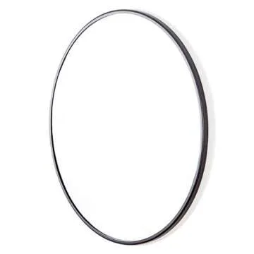 Habitat Decor Adelina Circular Black Metal and Glass Wall Mount Modern Mirror