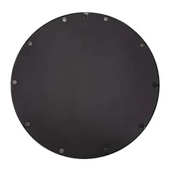 Habitat Decor Adelina Circular Black Metal and Glass Wall Mount Modern Mirror