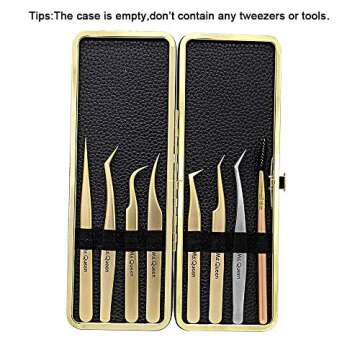 Ms.Queen Tweezers Case for Eyelash Extension,Scissors Lash Brush Eyebrow Razors and Tweezers Kit Premium Empty PU Storage Bag