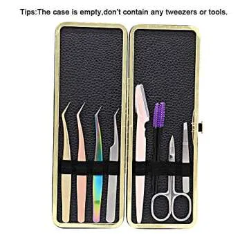 Ms.Queen Tweezers Case for Eyelash Extension,Scissors Lash Brush Eyebrow Razors and Tweezers Kit Premium Empty PU Storage Bag