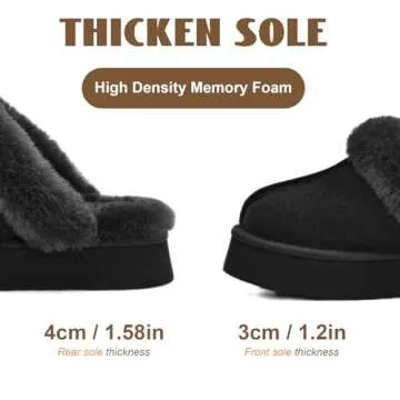 OOW Fuzzy Platform Slippers for Women Cozy Womens Platform Slippers Winter House Slippers for Women Indoor and Outdoor