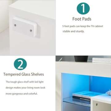 HOUAGI LED TV Stand for Up to 55 Inch TVs