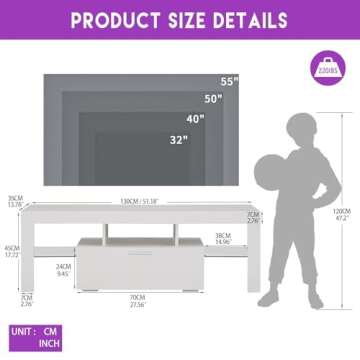 HOUAGI LED TV Stand for Up to 55 Inch TVs