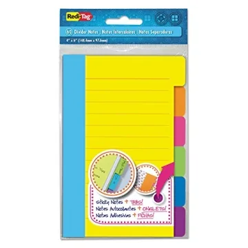 Redi-Tag Assorted Tab Ruled Sticky Notes - Durable & Colorful
