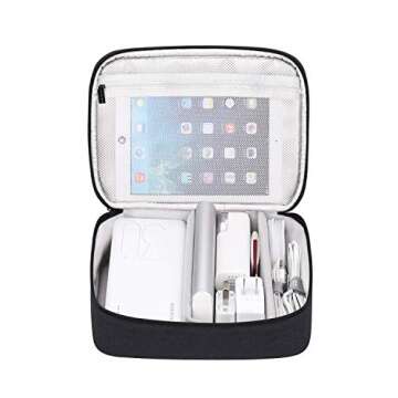 BUBM Travel Electronic Organizer, Double Layer Gadget Storage Bag for Cables, Cord, USB Flash Drive, Power Bank and More-a Sleeve Pouch