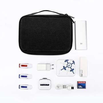 BUBM Travel Electronic Organizer, Double Layer Gadget Storage Bag for Cables, Cord, USB Flash Drive, Power Bank and More-a Sleeve Pouch