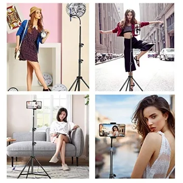 Cell Phone Tripod for iPhone Tall Phone Video Recording Vlogging Streaming Photography Rotatable Live Video Stand Compatible with Most Mobile Phones Pixel 80inch