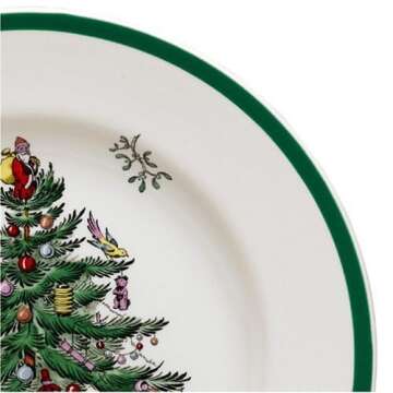 Spode Christmas Tree 4-Piece Dinnerware Setting - Fine Earthenware Holiday Tableware - Dishwasher & ...