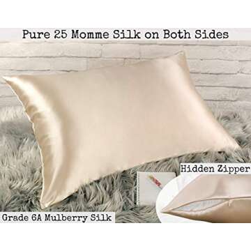 Celestial Silk 100% Silk Pillowcase for Hair Zippered Luxury 25 Momme Mulberry Silk Charmeuse Silk on Both Sides of Pillow Cover -Gift Wrapped- (Queen, Taupe)