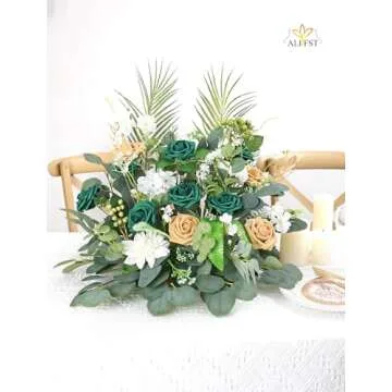 25pcs Artificial Flowers，Real Touch Artificial Foam Roses Decoration DIY for Wedding Bridesmaid Bridal Bouquet Centerpieces Party (25, Army Green)