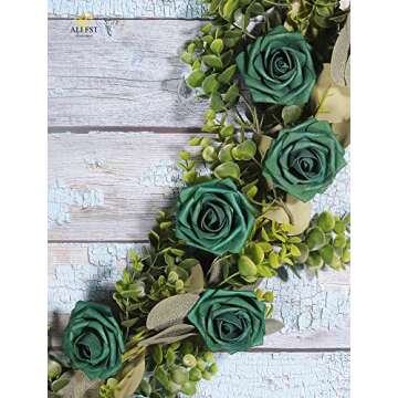 25pcs Artificial Flowers，Real Touch Artificial Foam Roses Decoration DIY for Wedding Bridesmaid Bridal Bouquet Centerpieces Party (25, Army Green)