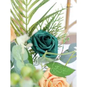 25pcs Artificial Flowers，Real Touch Artificial Foam Roses Decoration DIY for Wedding Bridesmaid Bridal Bouquet Centerpieces Party (25, Army Green)