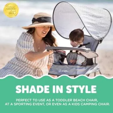 Baby Delight Go with Me Venture Portable Chair | Indoor and Outdoor | Sun Canopy | 3 Child Growth Stages | Elephant Grey