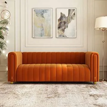 Stylish SLEERWAY Orange Velvet Couch for Modern Living
