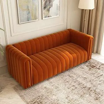 Stylish SLEERWAY Orange Velvet Couch for Modern Living
