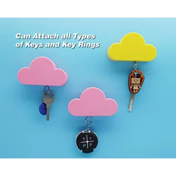 Meyerascal Pink Cloud Magnetic Key Holder for Wall, Strong Magnetic to Securely Hang Multiple Keys and Keychain, Novelty Cute Home Decorations, Easy to Install and Convenient to Use. (Pink)