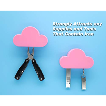 Meyerascal Pink Cloud Magnetic Key Holder for Wall, Strong Magnetic to Securely Hang Multiple Keys and Keychain, Novelty Cute Home Decorations, Easy to Install and Convenient to Use. (Pink)