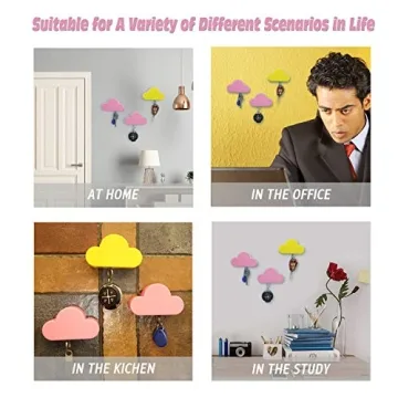 Meyerascal Pink Cloud Magnetic Key Holder for Wall, Strong Magnetic to Securely Hang Multiple Keys and Keychain, Novelty Cute Home Decorations, Easy to Install and Convenient to Use. (Pink)