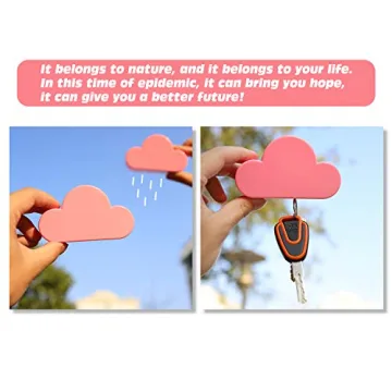 Meyerascal Pink Cloud Magnetic Key Holder for Wall, Strong Magnetic to Securely Hang Multiple Keys and Keychain, Novelty Cute Home Decorations, Easy to Install and Convenient to Use. (Pink)
