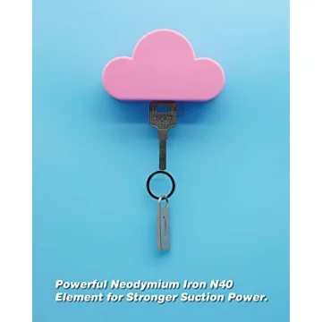 Meyerascal Pink Cloud Magnetic Key Holder for Wall, Strong Magnetic to Securely Hang Multiple Keys and Keychain, Novelty Cute Home Decorations, Easy to Install and Convenient to Use. (Pink)