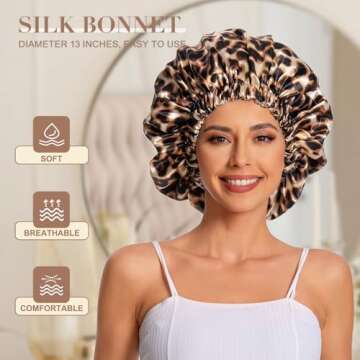 Satin Bonnet Silk Bonnet Hair Bonnet for Sleeping-Slouchy Beanie Hat Satin Sleep Cap for Women's Nat...