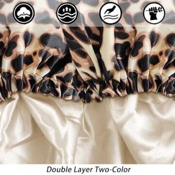Satin Bonnet Silk Bonnet Hair Bonnet for Sleeping-Slouchy Beanie Hat Satin Sleep Cap for Women's Natural & Curly Hair(Leopard)