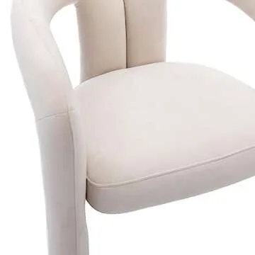 SZLIZCCC Velvet Beige Modern Dining Chairs Set of 2