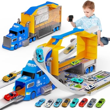 Carsky Truck Toy Cars W/Race Track - Exciting 2 in 1 Playset for Toddlers