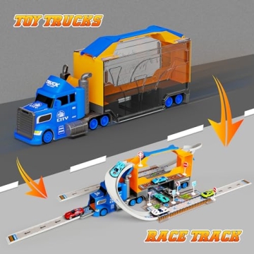 Carsky 2 in 1 Truck Toy Set with Race Track for Toddlers