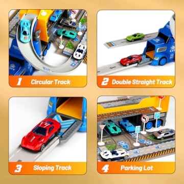 Carsky 2 in 1 Truck Toy Set with Race Track for Toddlers